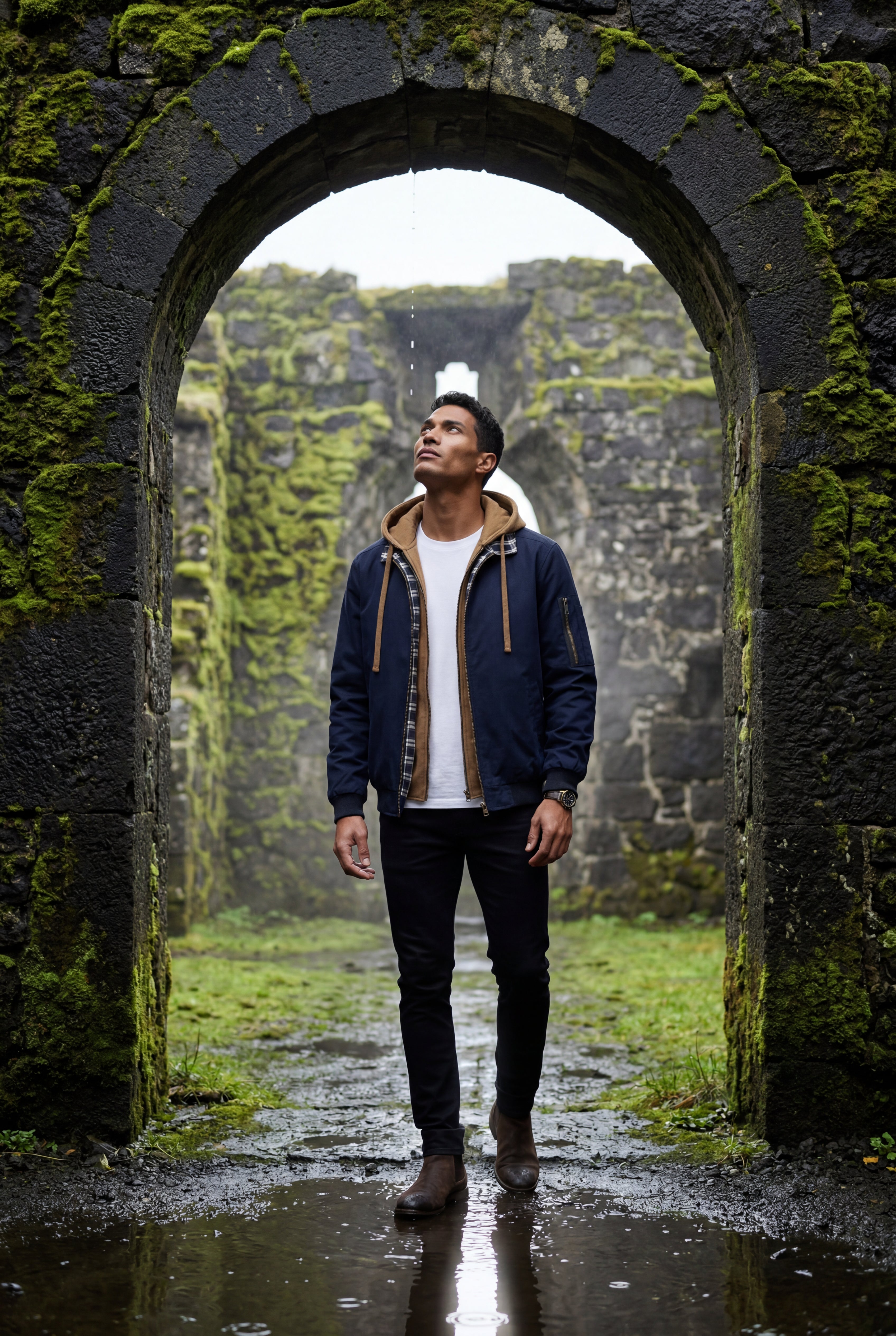 Liam | Contrast Lined Hooded Bomber Jacket