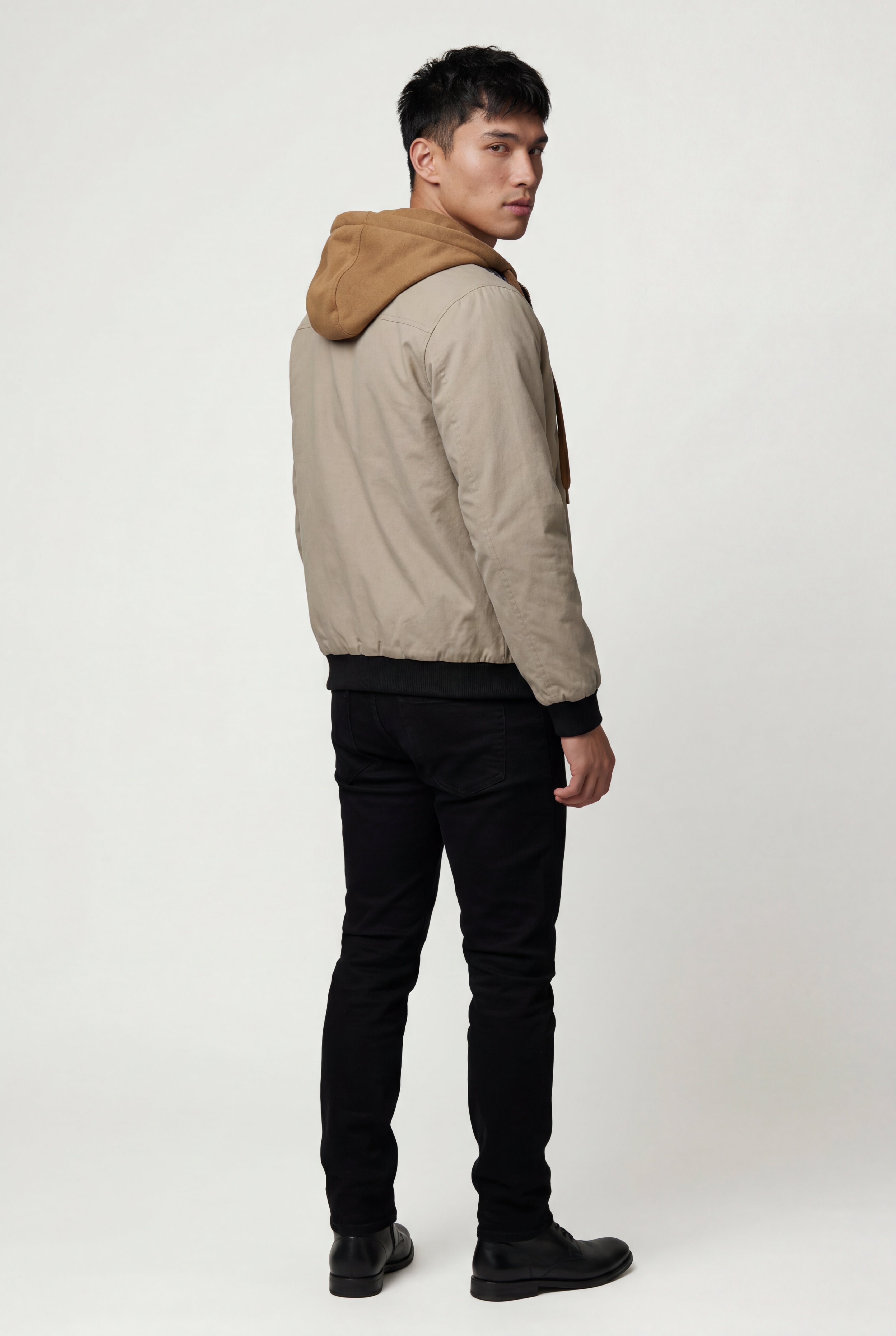 Gio | Contrast Lined Hooded Bomber Jacket