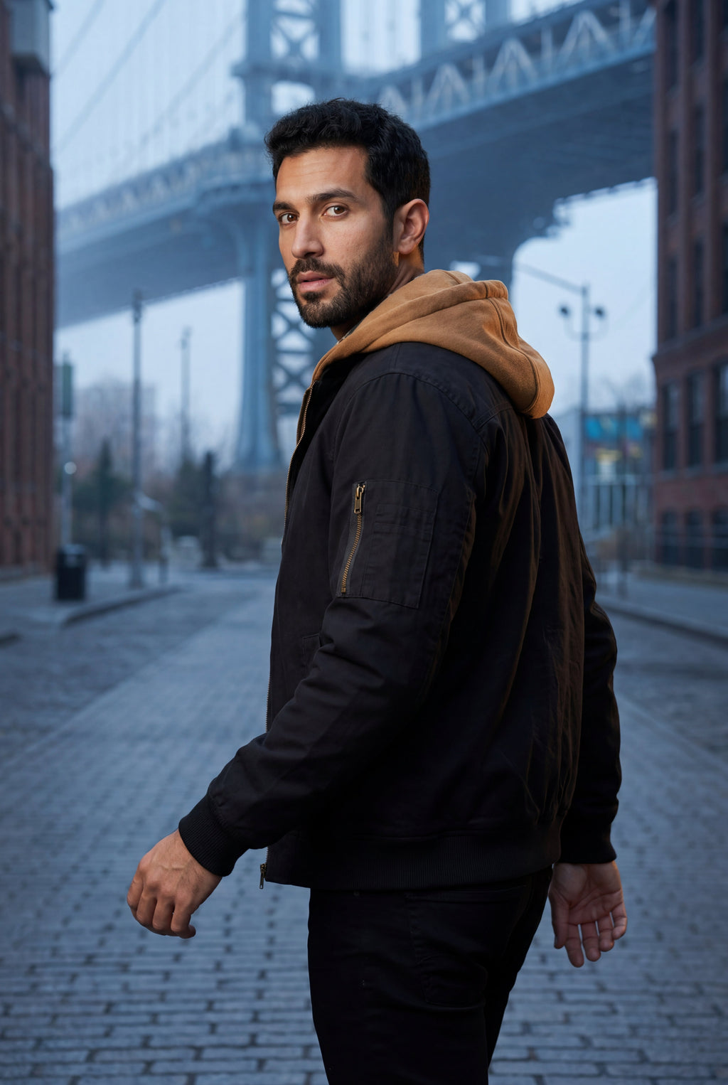 Liam | Contrast Lined Hooded Bomber Jacket