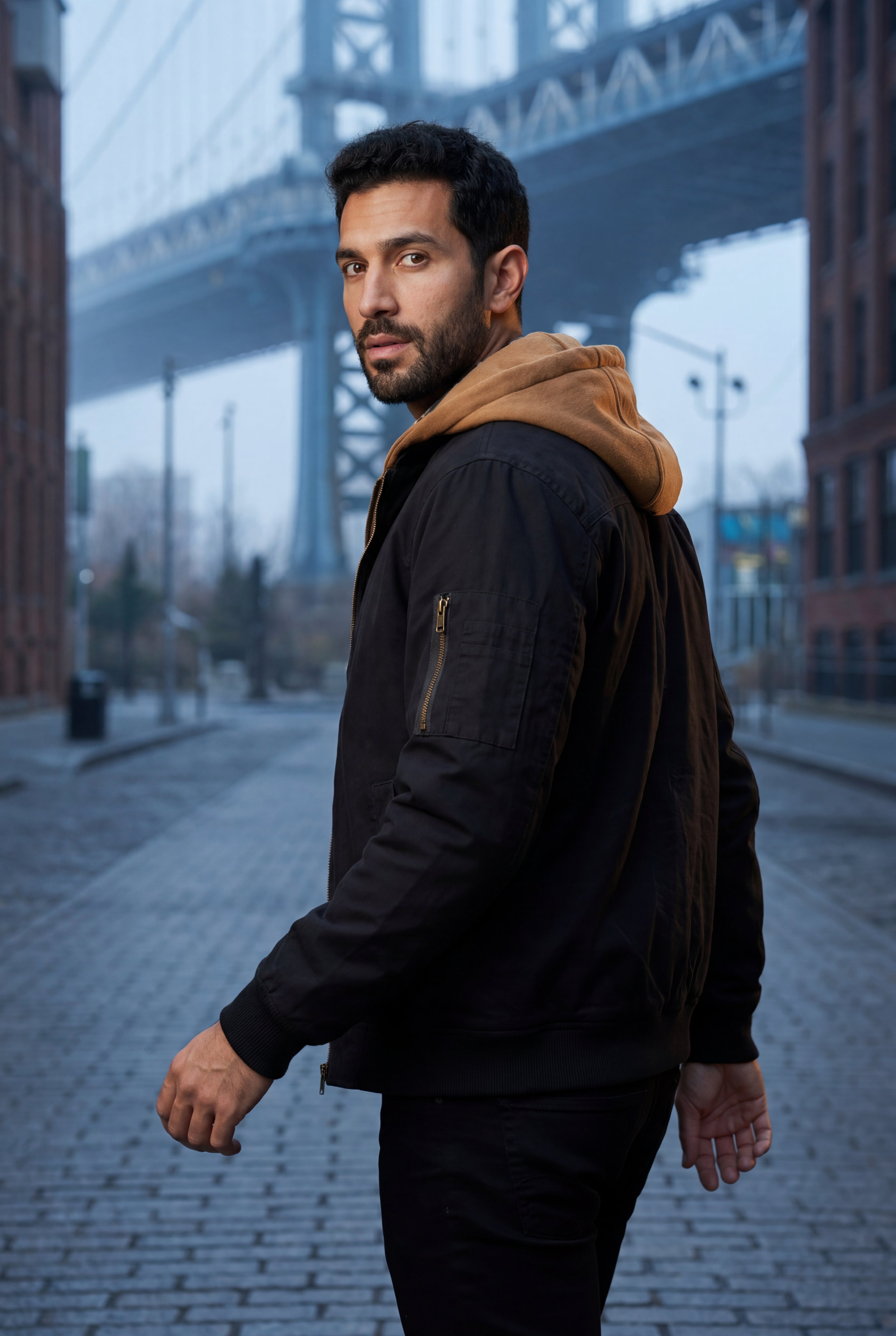 Liam | Contrast Lined Hooded Bomber Jacket