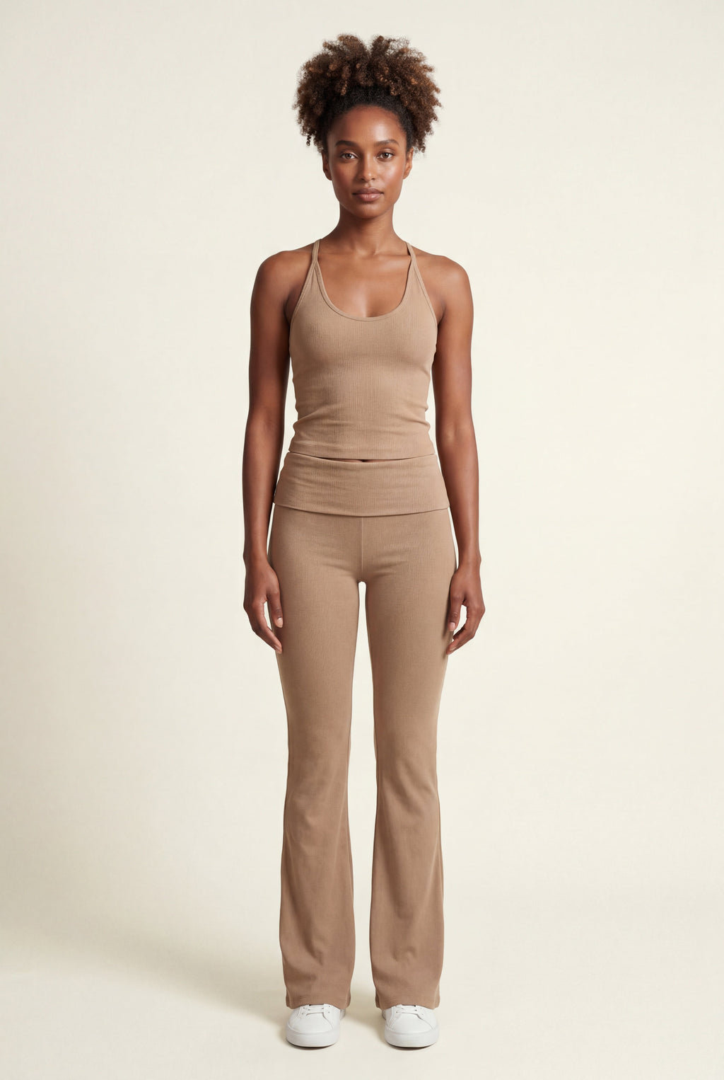 Lia | Halter Neck Crop Top and Flared Leggings Set