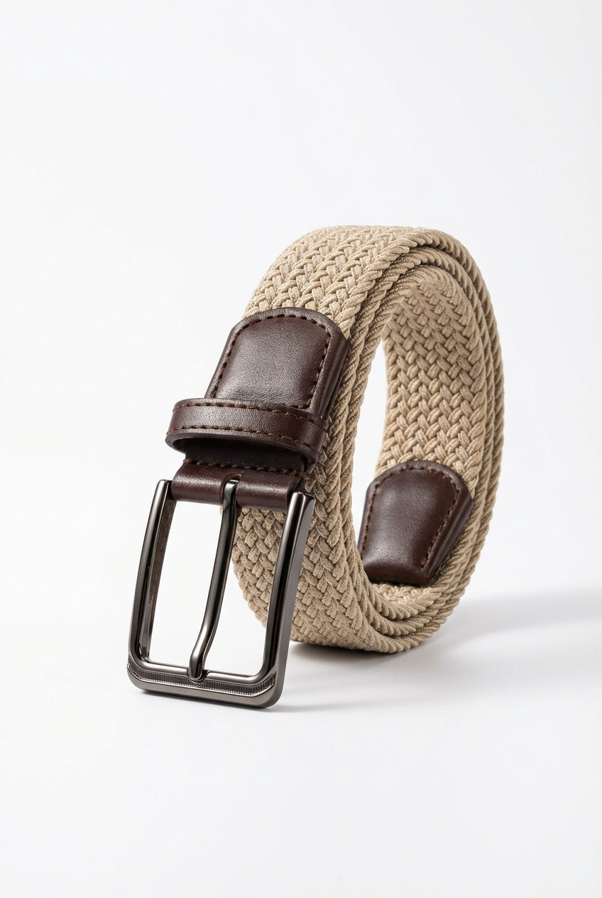 Liam | Men's Braided Stretch Belt with Trim and Buckle