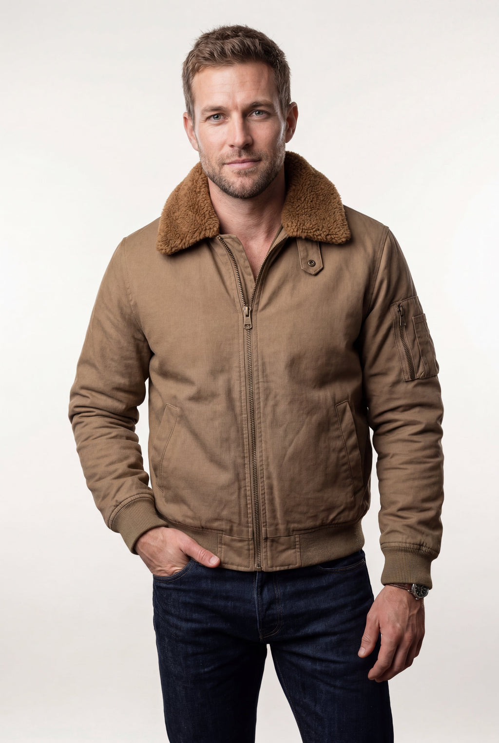 Liam | Men's Faux Collar Classic Bomber Jacket