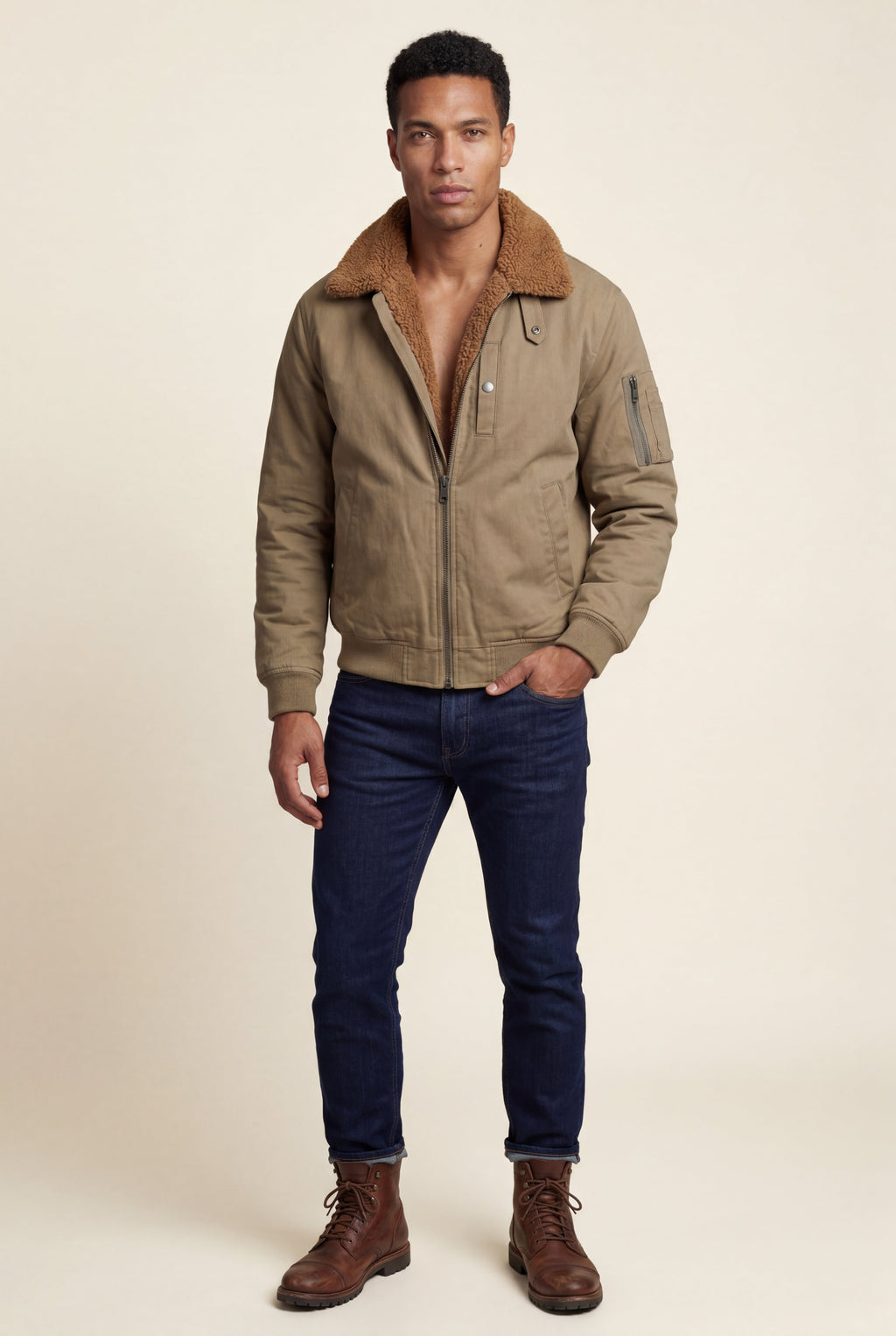 Liam | Men's Faux Collar Classic Bomber Jacket