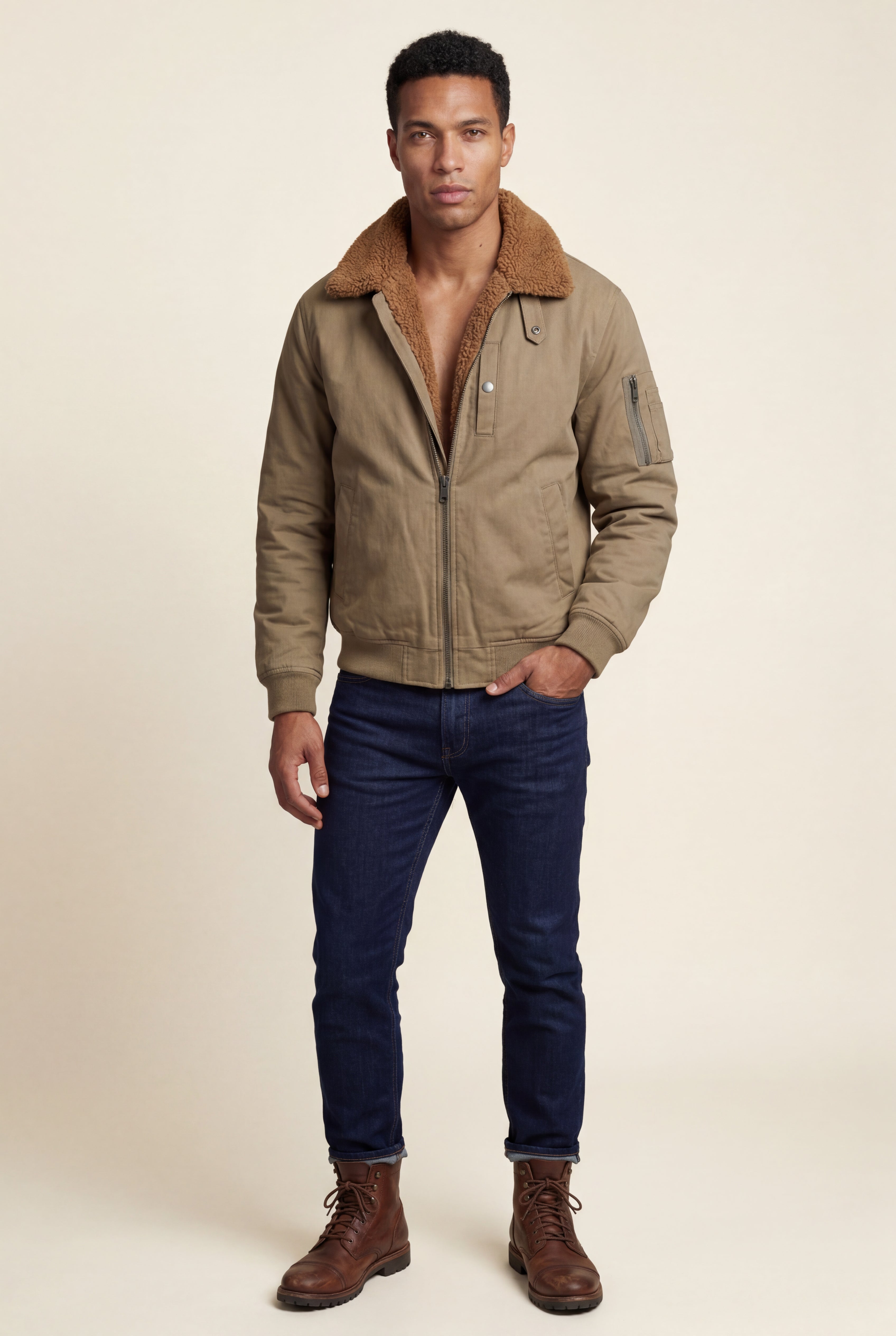 Liam | Men's Faux Collar Classic Bomber Jacket