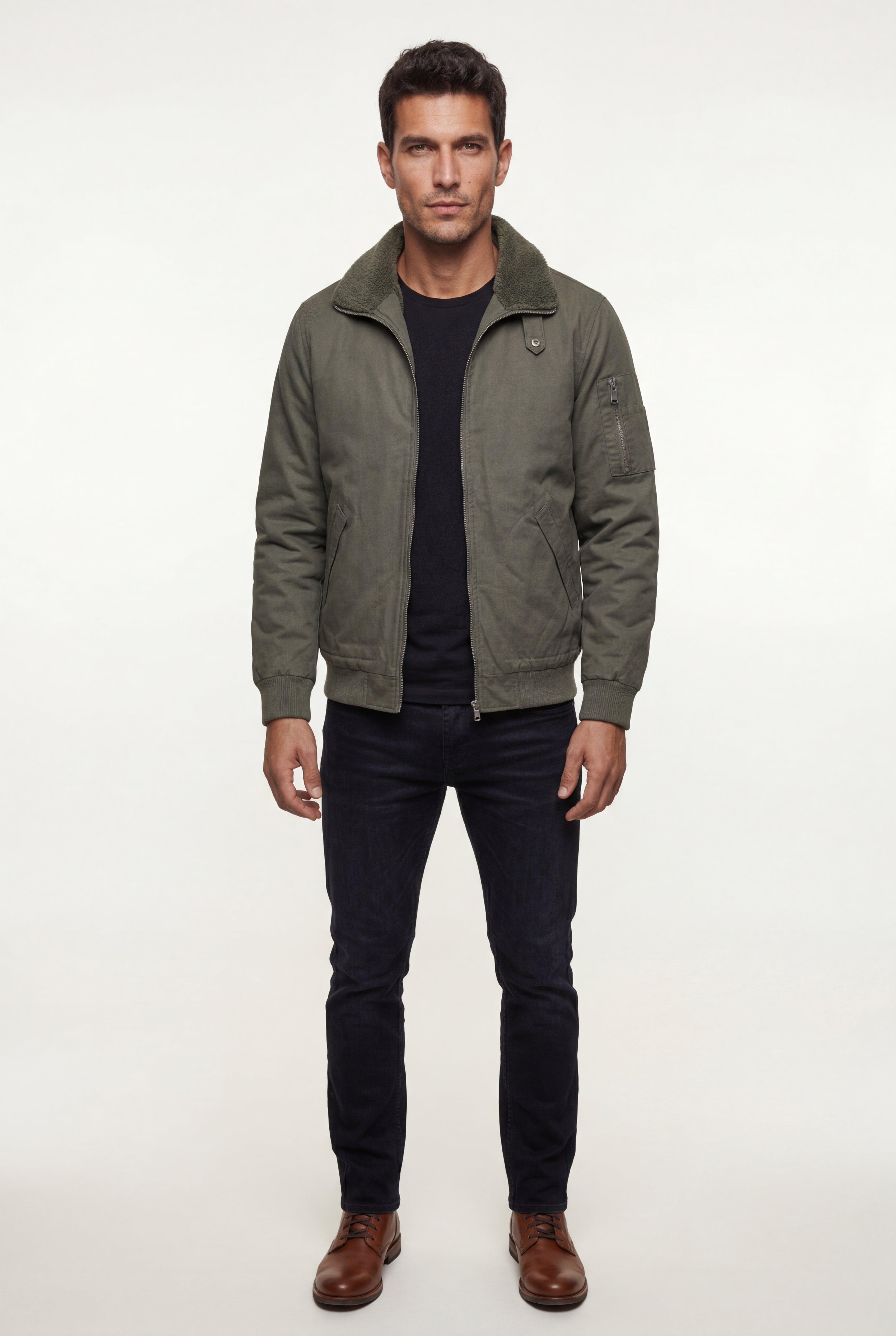 Liam | Men's Faux Collar Classic Bomber Jacket