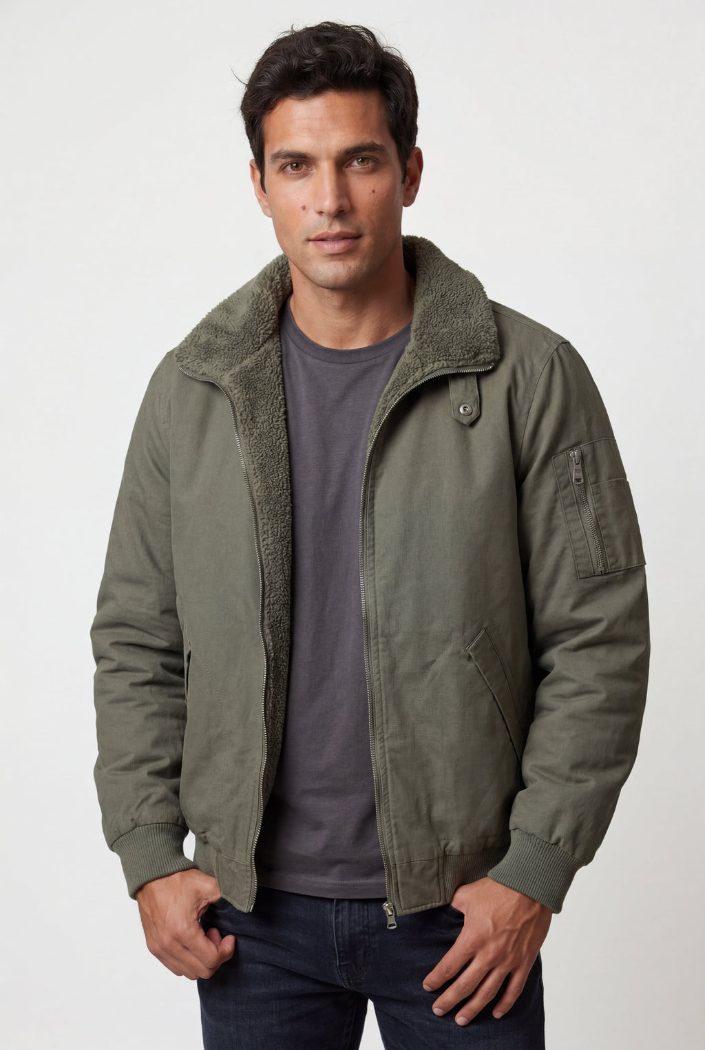 Liam | Men's Faux Collar Classic Bomber Jacket