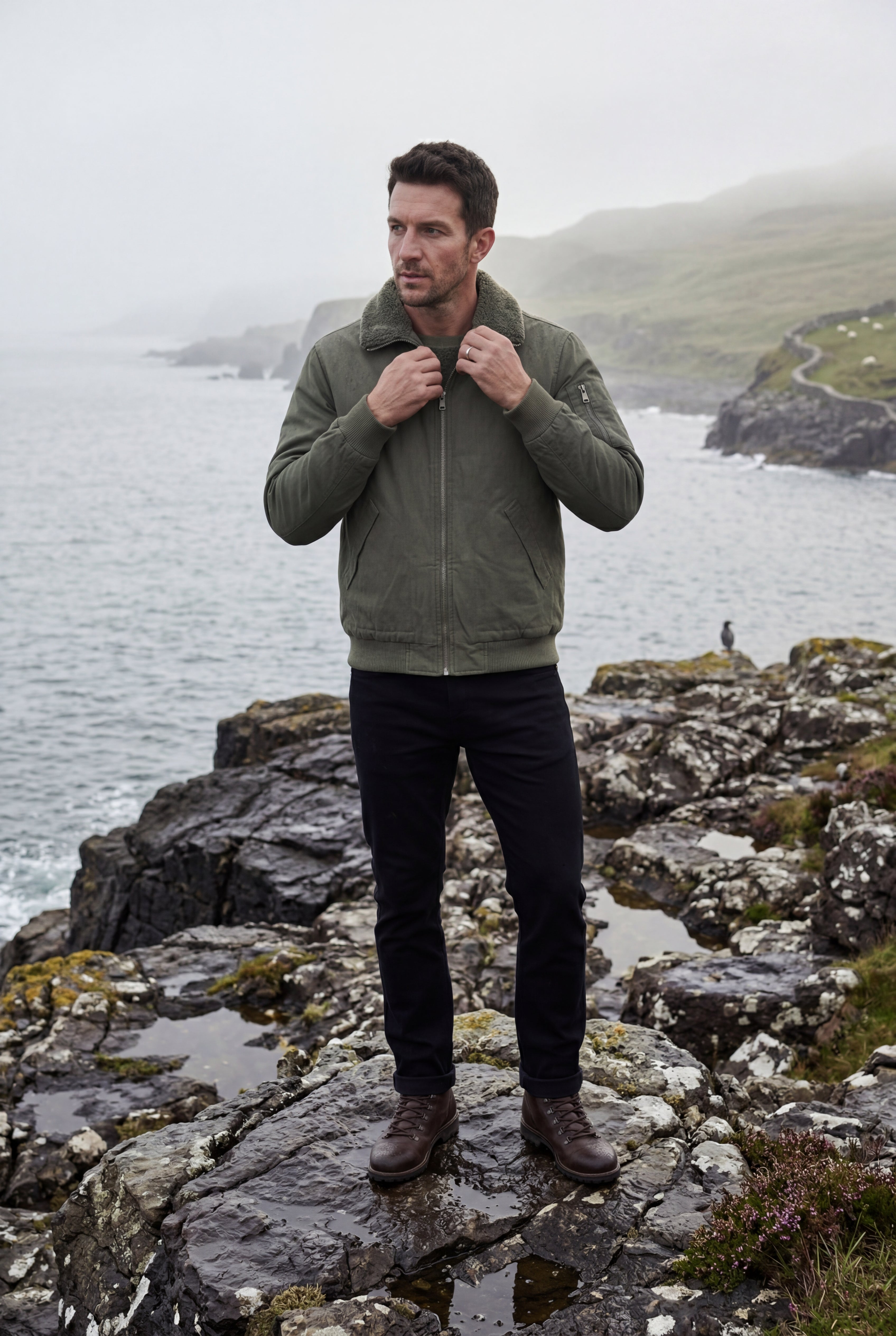 Liam | Men's Faux Collar Classic Bomber Jacket