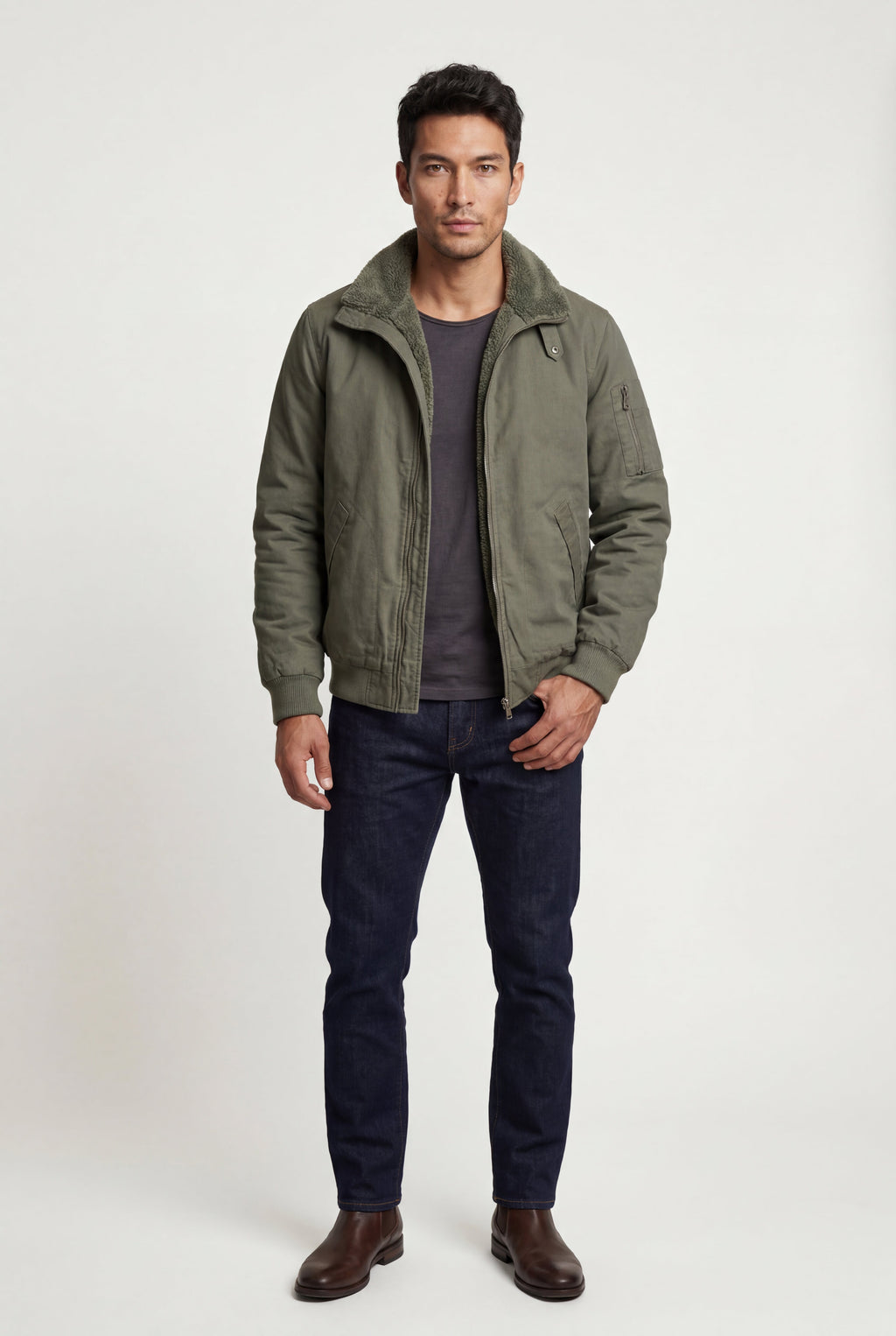 Liam | Men's Faux Collar Classic Bomber Jacket