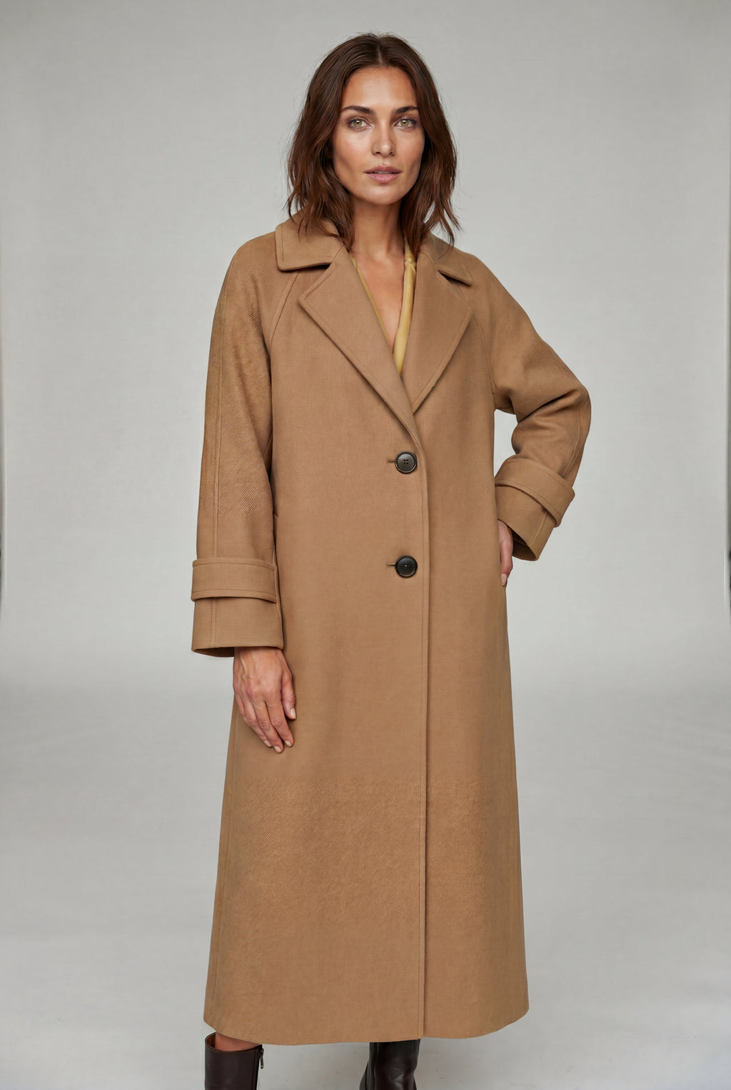 Notched Lapel Full-length Tailored Coat | Senna