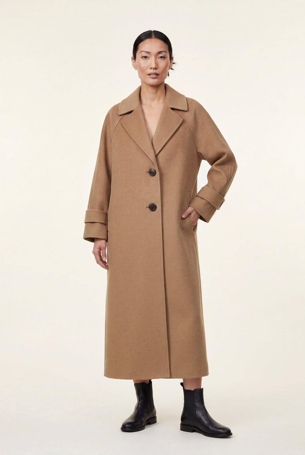 Notched Lapel Full-length Tailored Coat | Senna