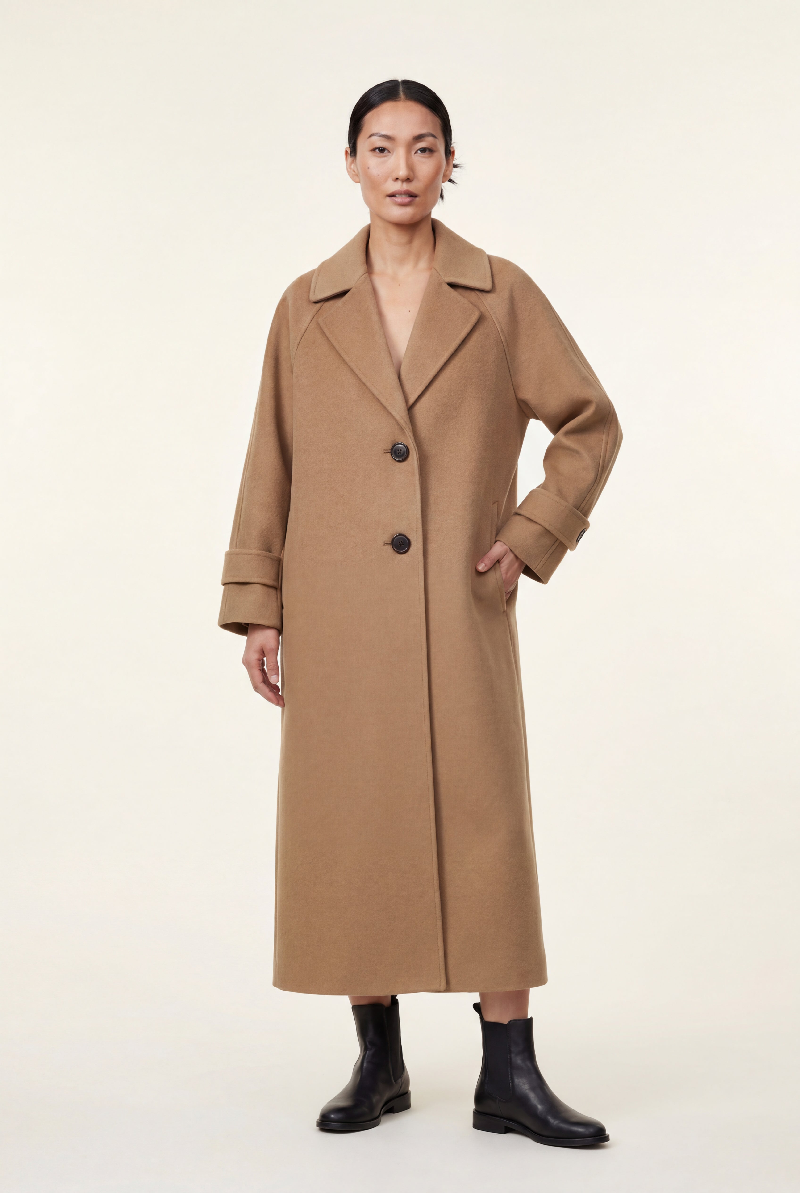 Notched Lapel Full-length Tailored Coat | Senna