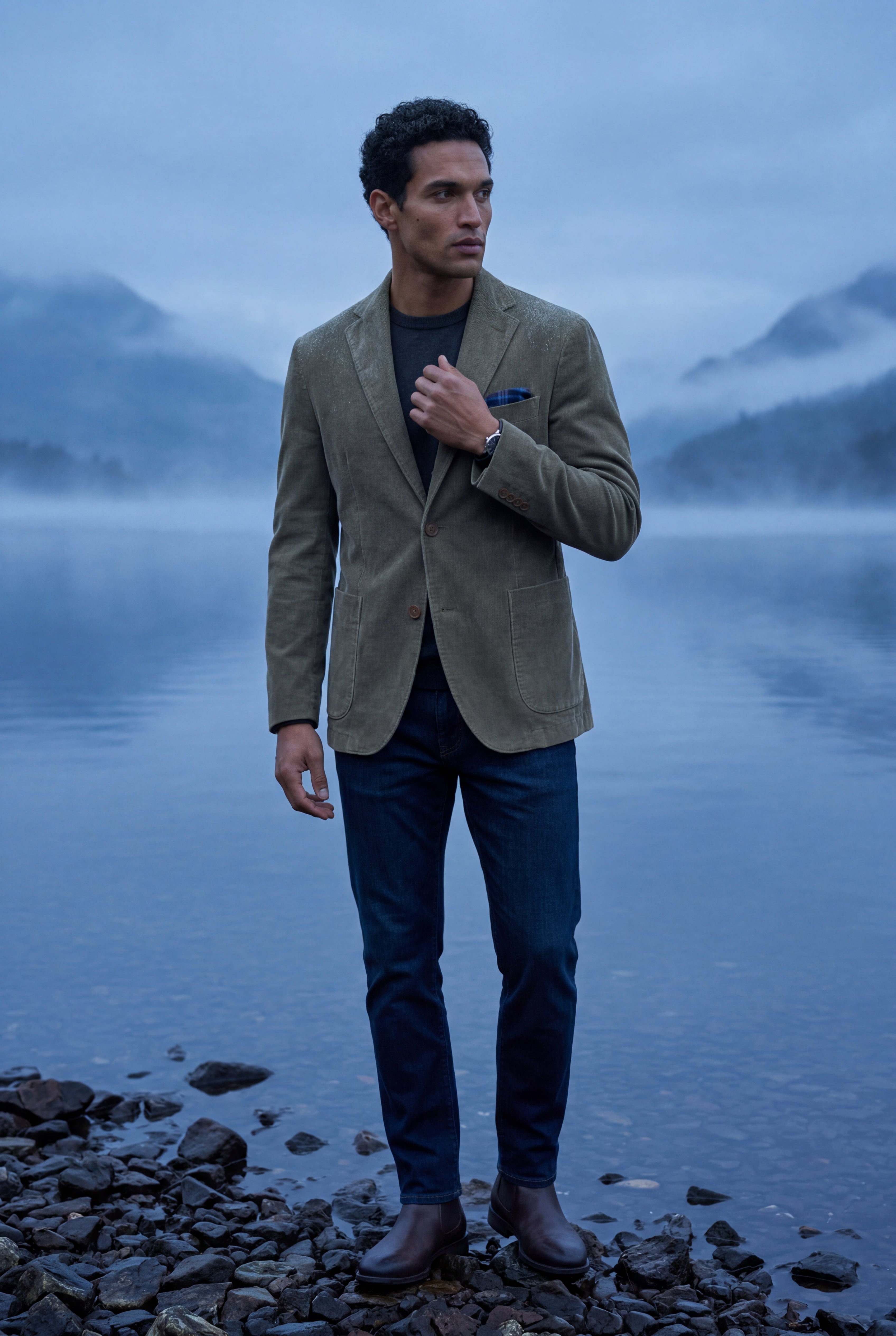 Liam | Olive Green Tailored Single-breasted Blazer