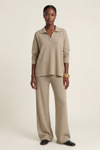 Lia | Oversized Collared Lounge Set with Wide-leg Trousers
