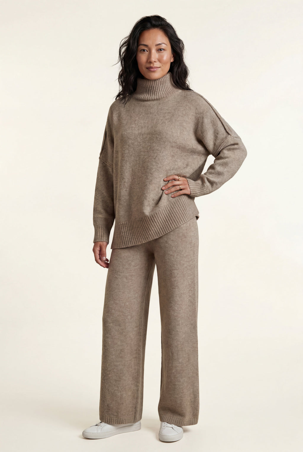 Lisa | Oversized Turtleneck Relaxed Lounge Set with Wide-leg Pants