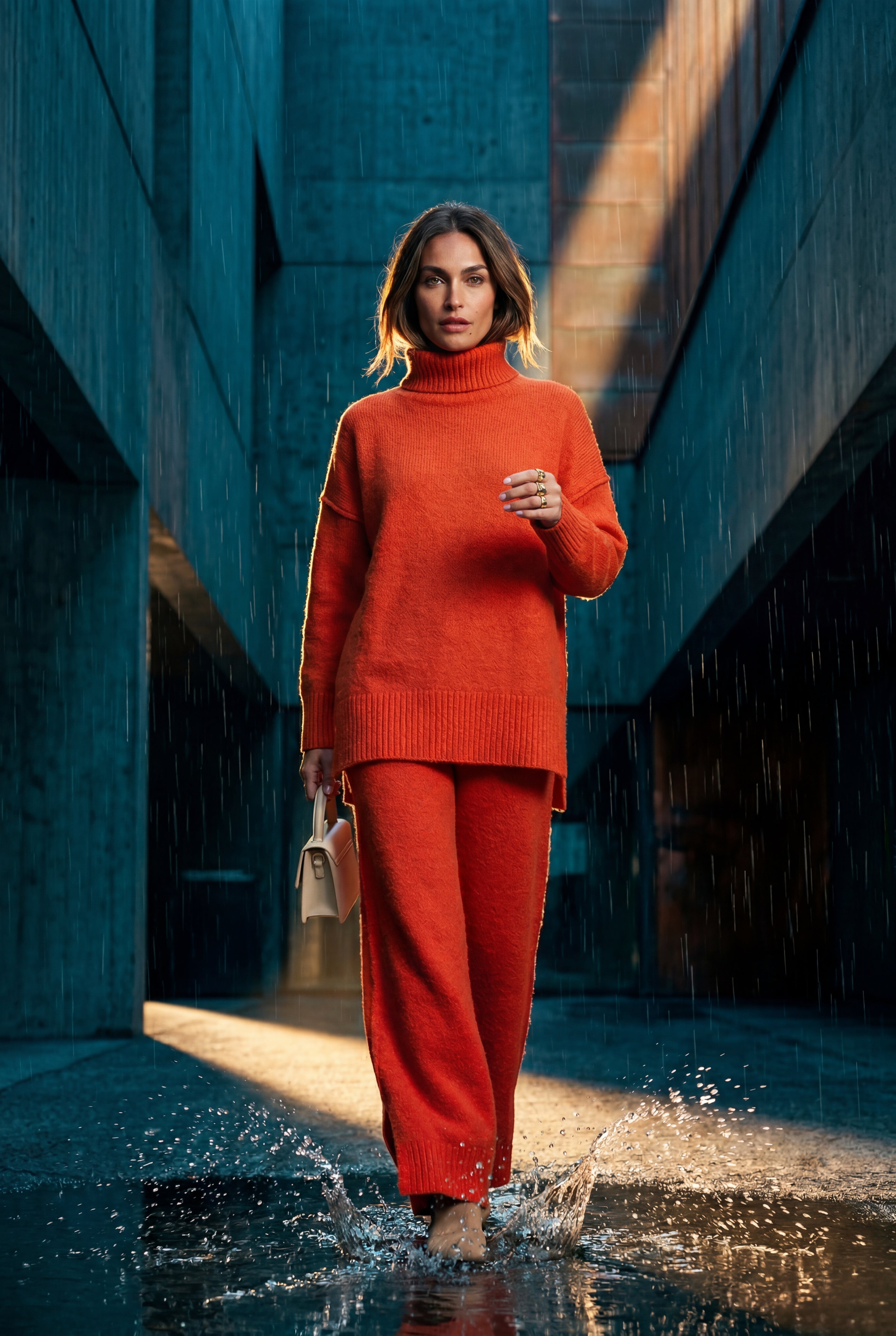 Lisa | Oversized Turtleneck Relaxed Lounge Set with Wide-leg Pants