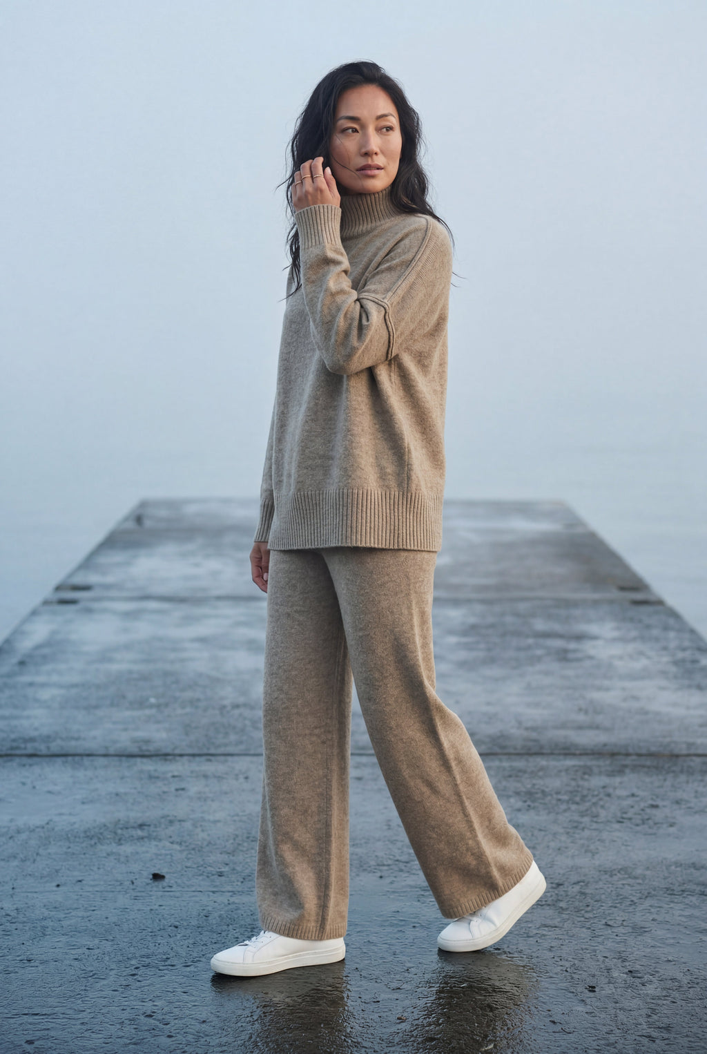Lisa | Oversized Turtleneck Relaxed Lounge Set with Wide-leg Pants