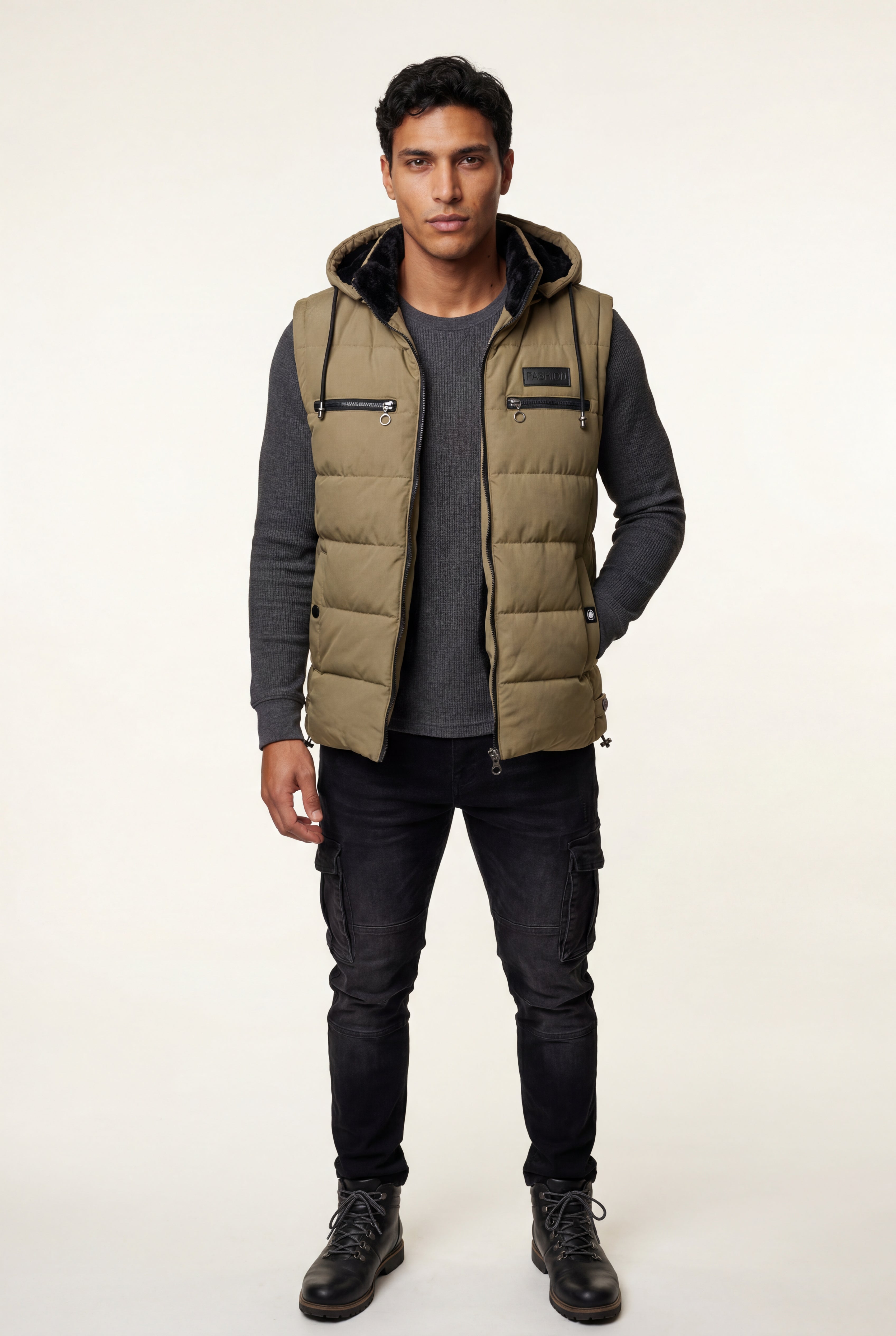 Liam | Quilted Hooded Puffer Vest with Zip Pockets