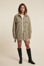 Relaxed Button-front Utility Jacket with Flap Pockets | Senna
