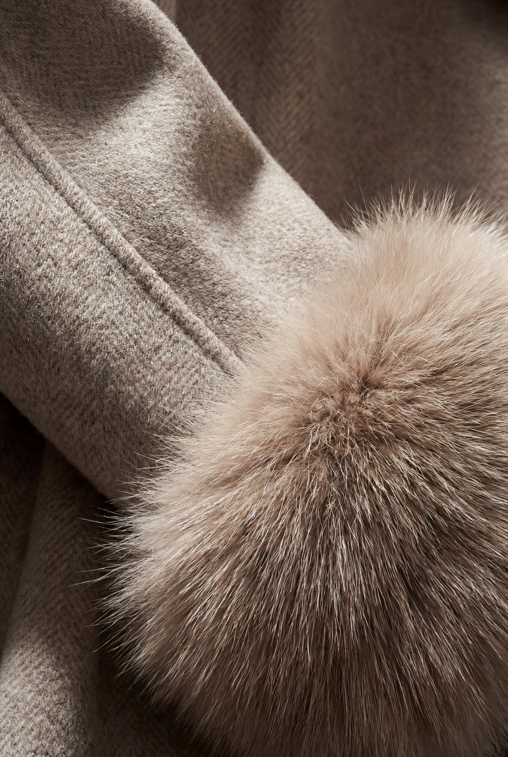 Shawl Collar Belted Faux Fur Cuff Wrap Coat | Senna