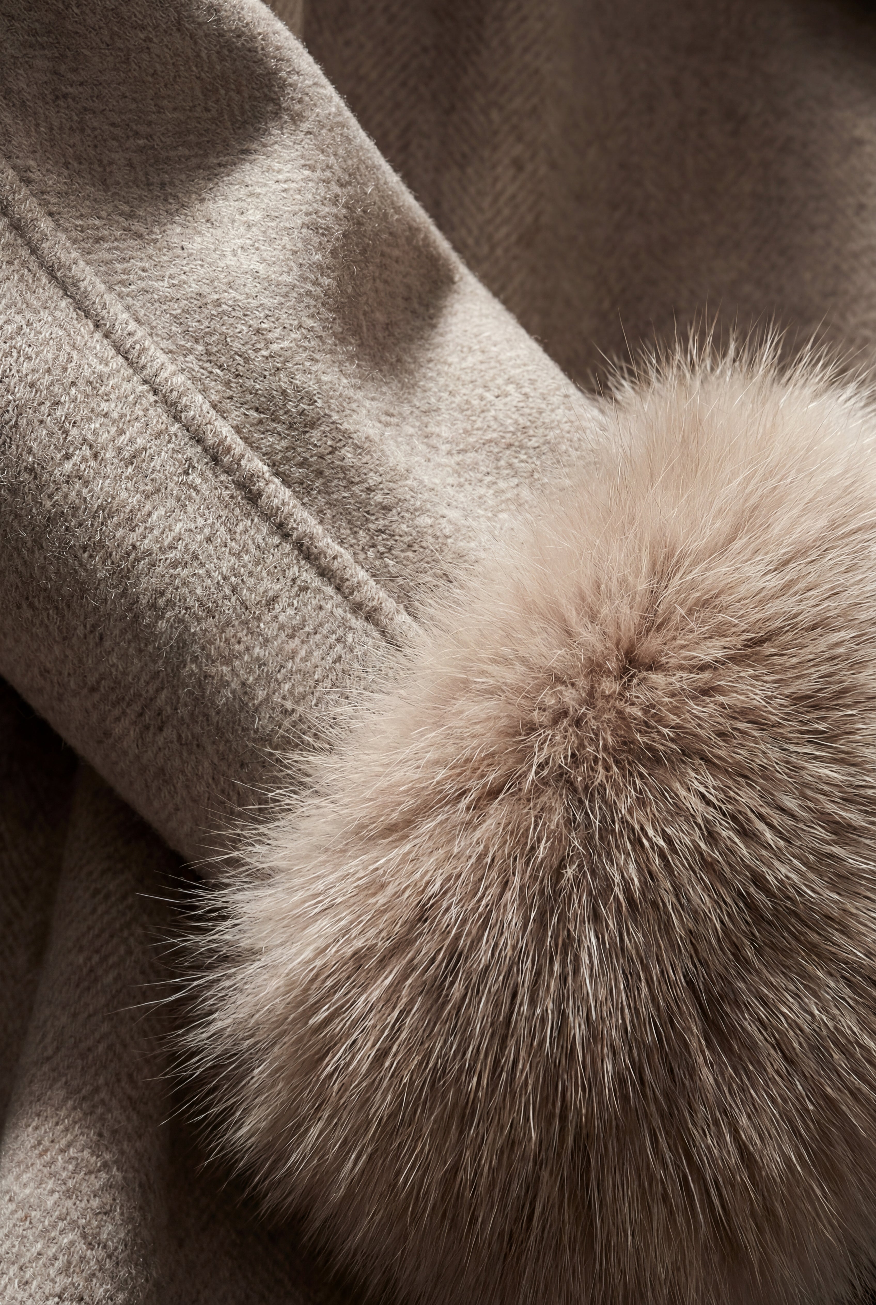 Shawl Collar Belted Faux Fur Cuff Wrap Coat | Senna