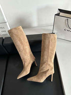 Lia | Sleek Pointed Toe Knee High Stiletto Boots