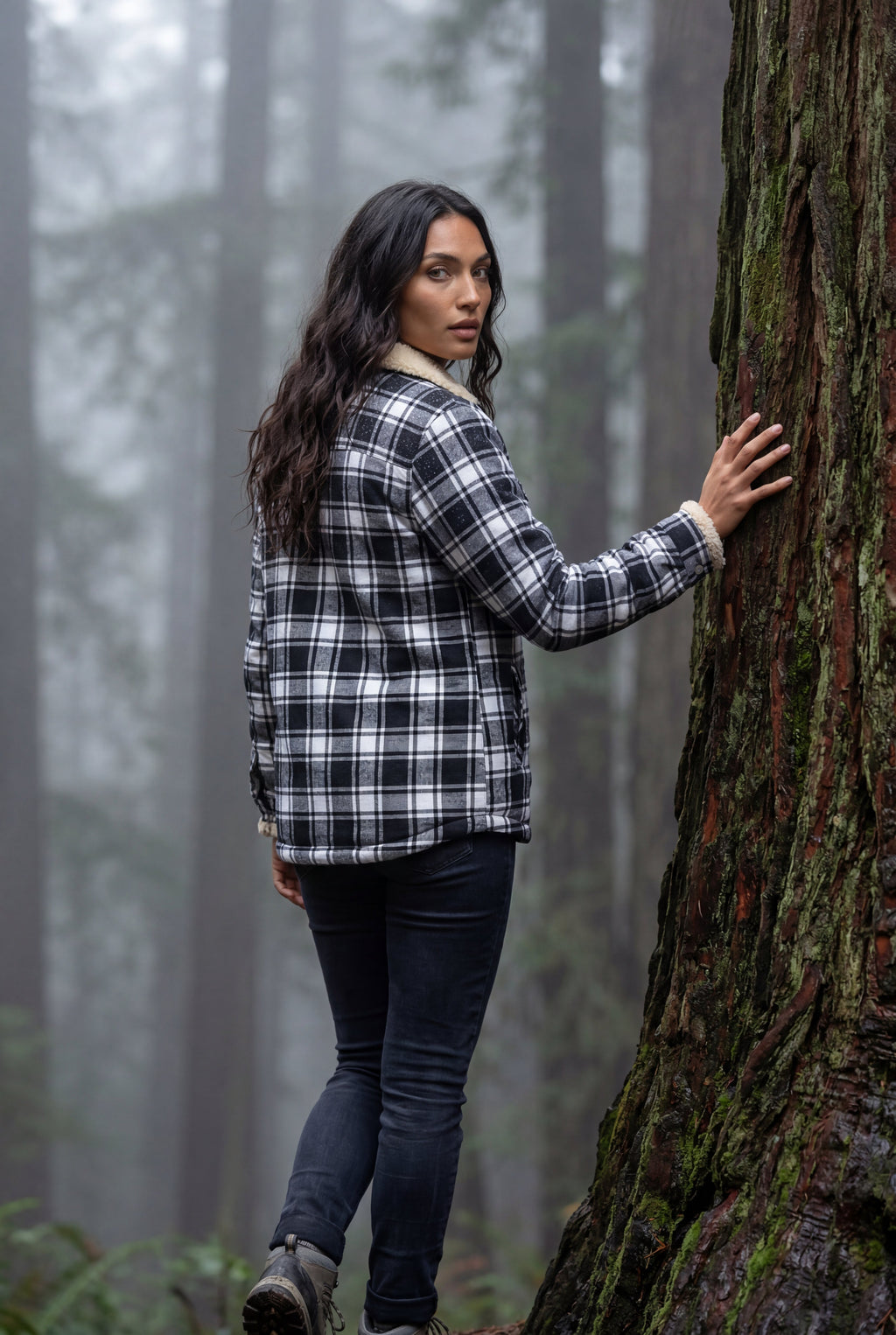 Women's -Lined Plaid Relaxed Shirt Jacket | Senna