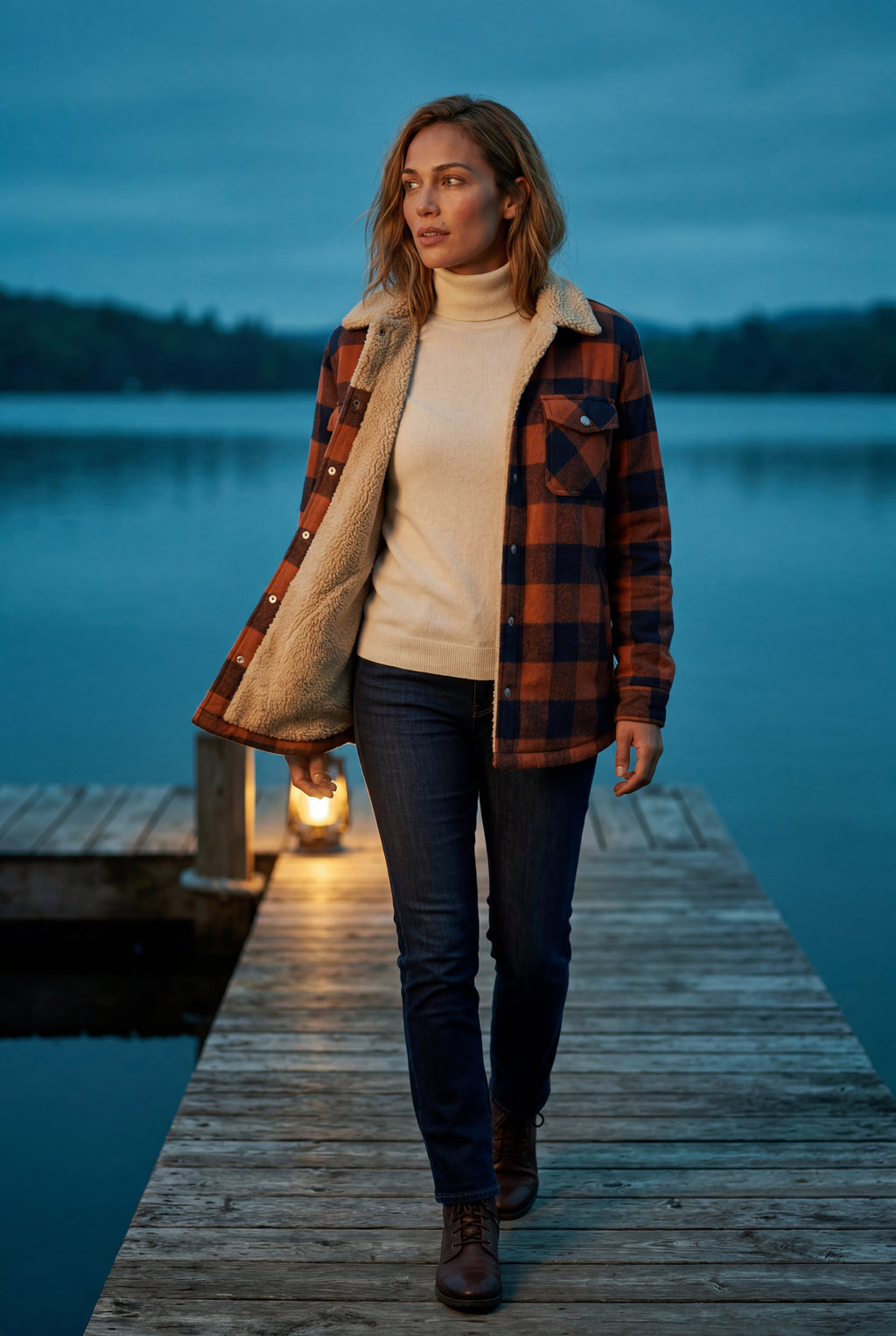 Women's -Lined Plaid Relaxed Shirt Jacket | Senna