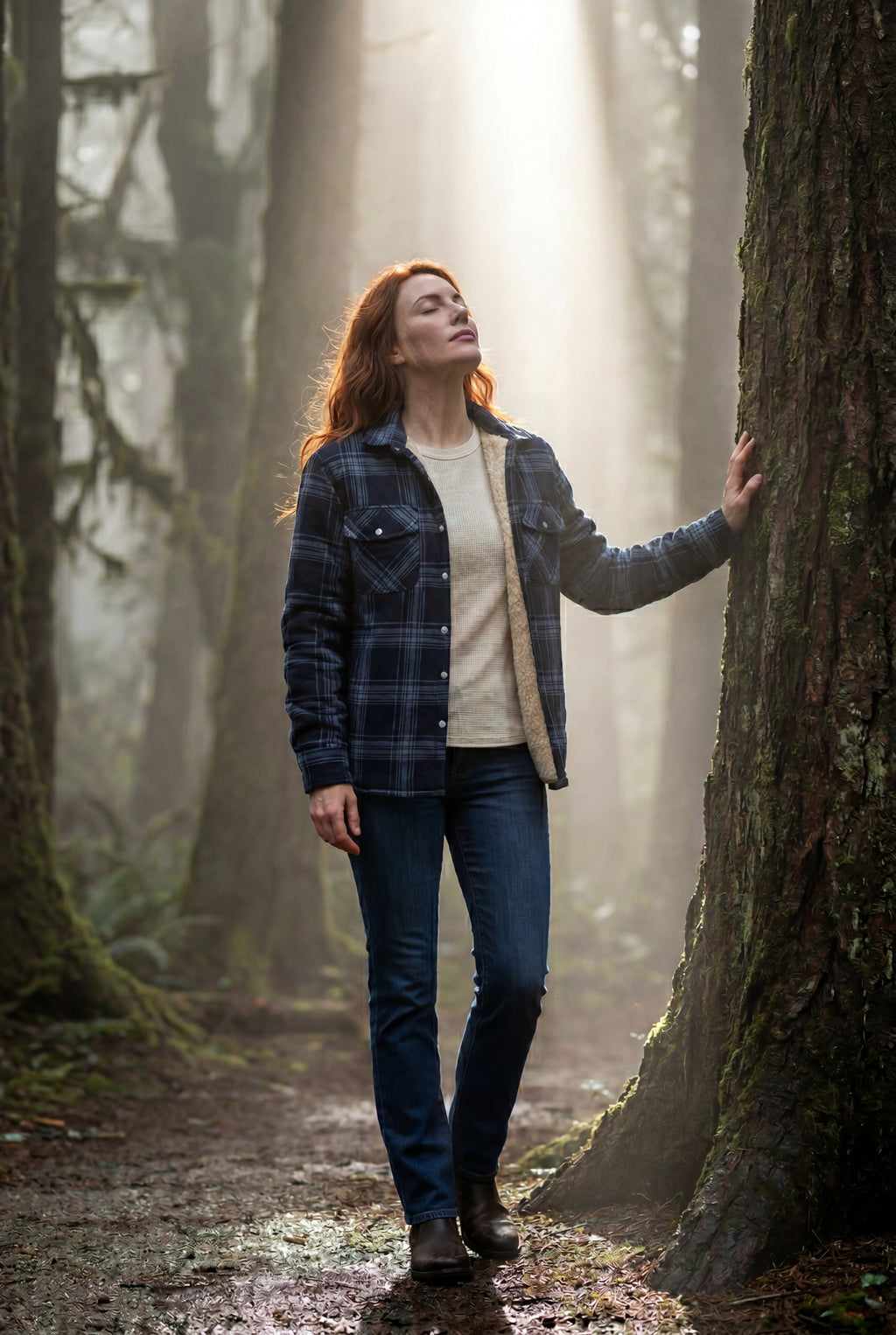 Women's -Lined Plaid Relaxed Shirt Jacket | Senna