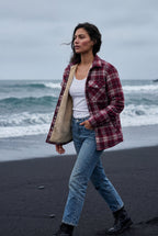 Women's -Lined Plaid Relaxed Shirt Jacket | Senna