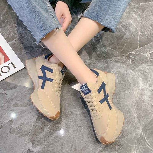 Elcevi |  Retro-Panel Chunky Sole Low-Top Sneakers For Women