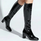 Patent Leather Women's Boots with Block Heel - Elena