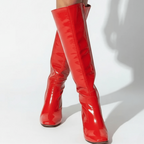 Patent Leather Women's Boots with Block Heel - Elena