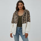 Leana Maria - Hooded Fleece Sweatshirt with Leopard Design