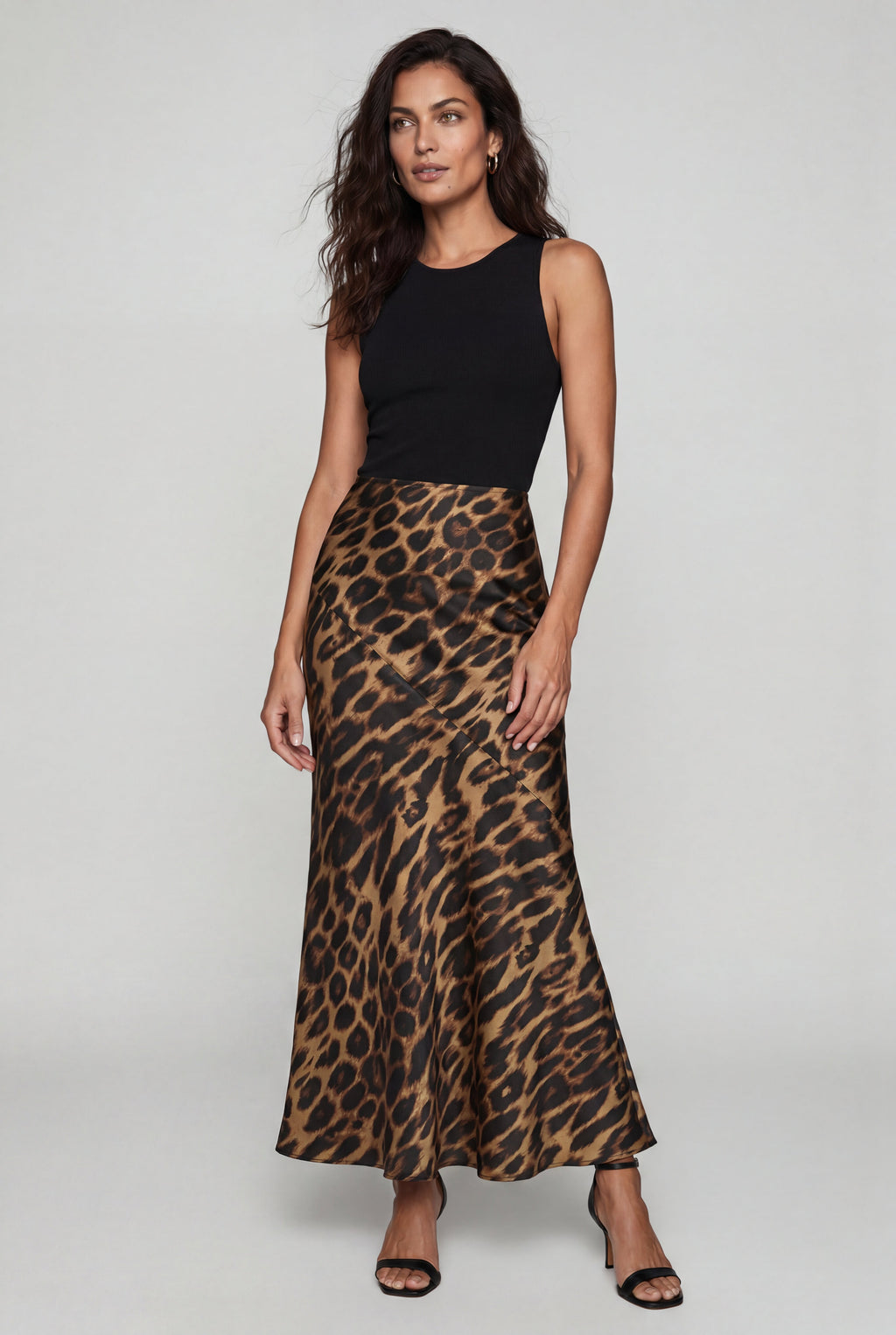 Alyssa | Leopard Print Bias-cut Maxi Skirt Brown For Women