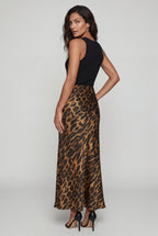 Alyssa | Leopard Print Bias-cut Maxi Skirt Brown For Women