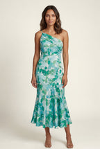 Alyssa | Asymmetrical One-shoulder Floral Print Midi Dress For Women