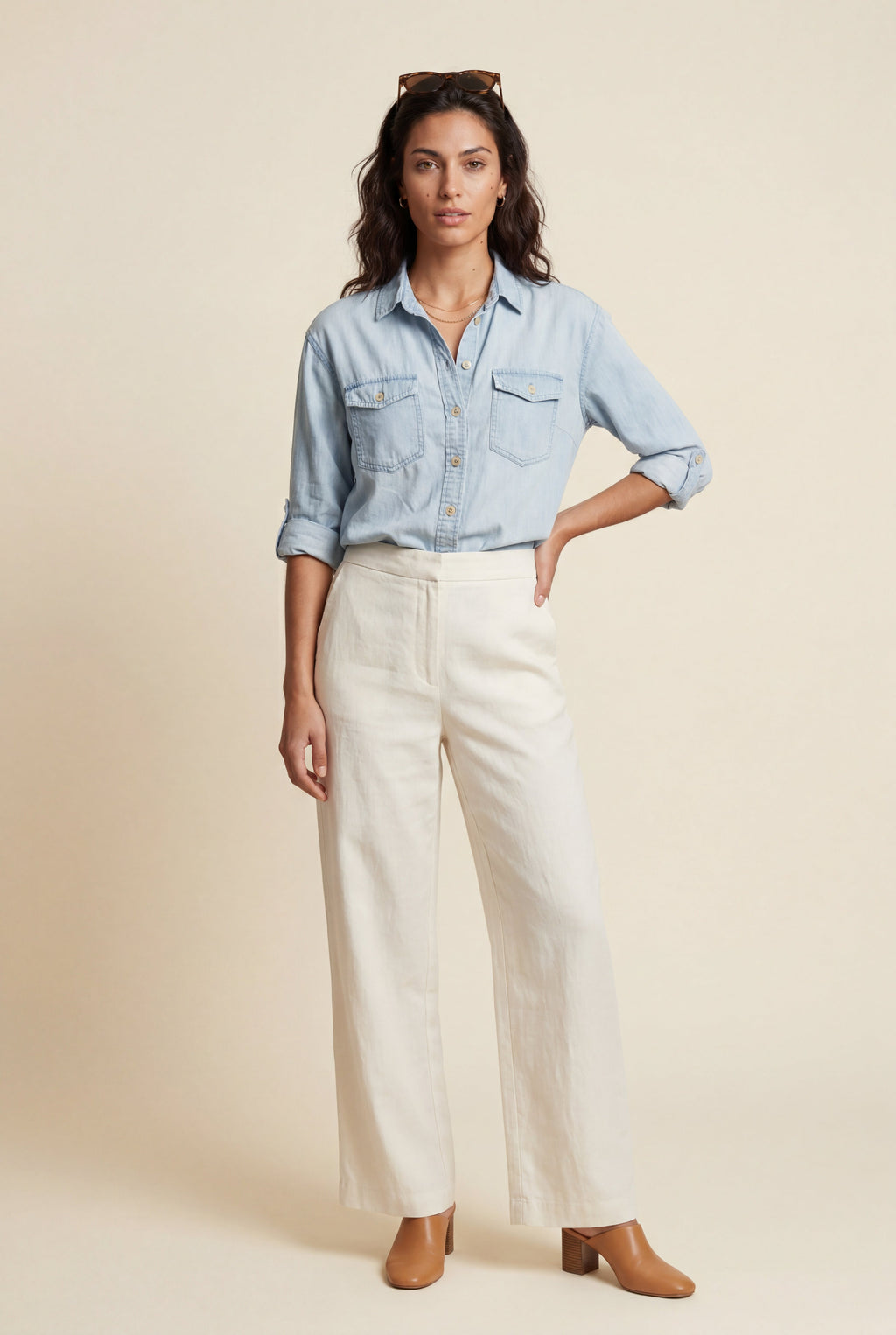 Lisa | Button-front Shirt with Chest Flap Pockets