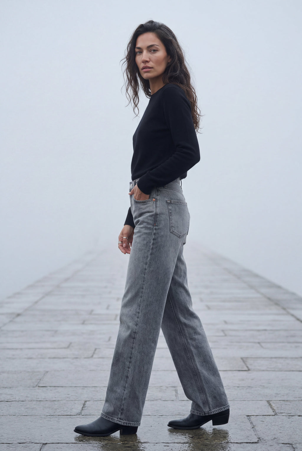 Lia | High-waisted Wide Leg Full-length Jeans