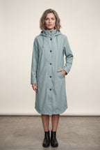 Hooded Snap Button Long Parka Coat with Adjustable Waist | Elcevi