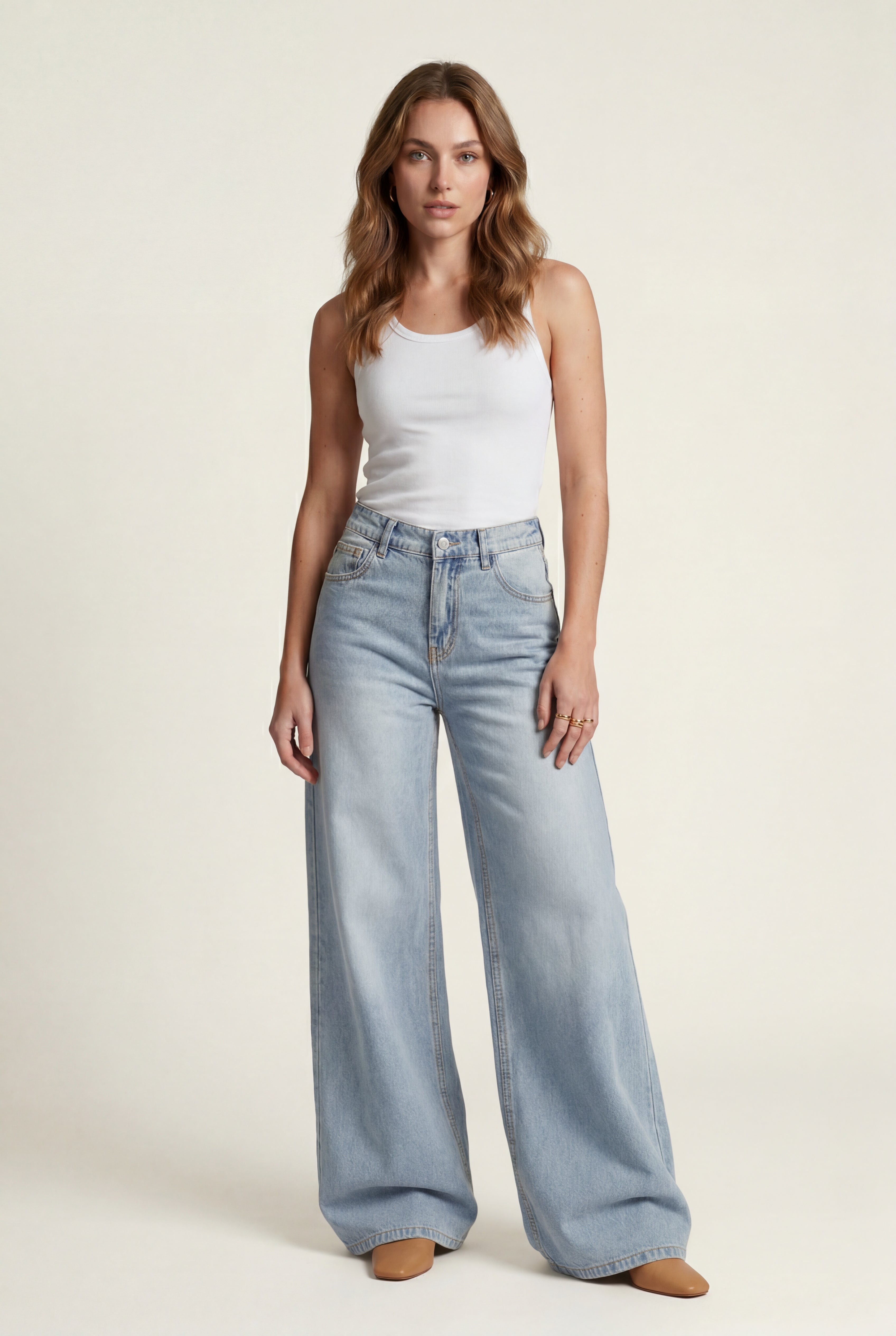 Lia | Light Blue High-waisted Wide Leg Jeans