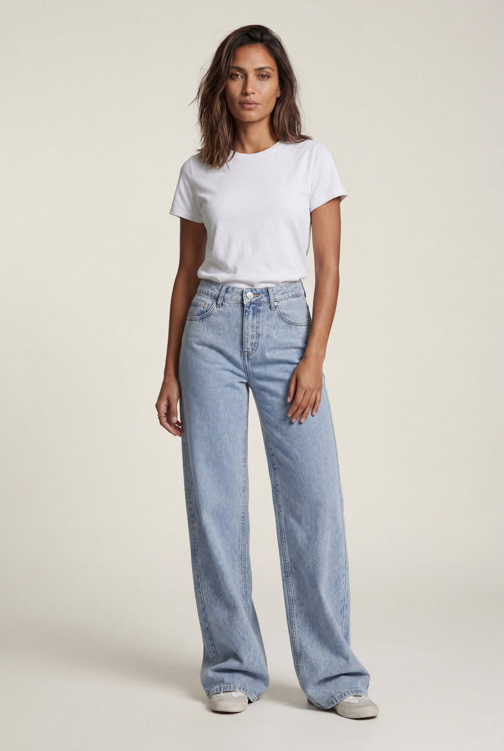 Lia | Light Blue High-waisted Wide-leg Trousers