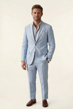 Liam | Notch Lapel Tailored Two Piece Suit with Slim Cropped Trousers