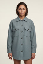 Relaxed Button-front Utility Jacket with Flap Pockets | Senna