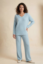 Lisa | Ribbed Wide-leg Two-piece Loungewear Set