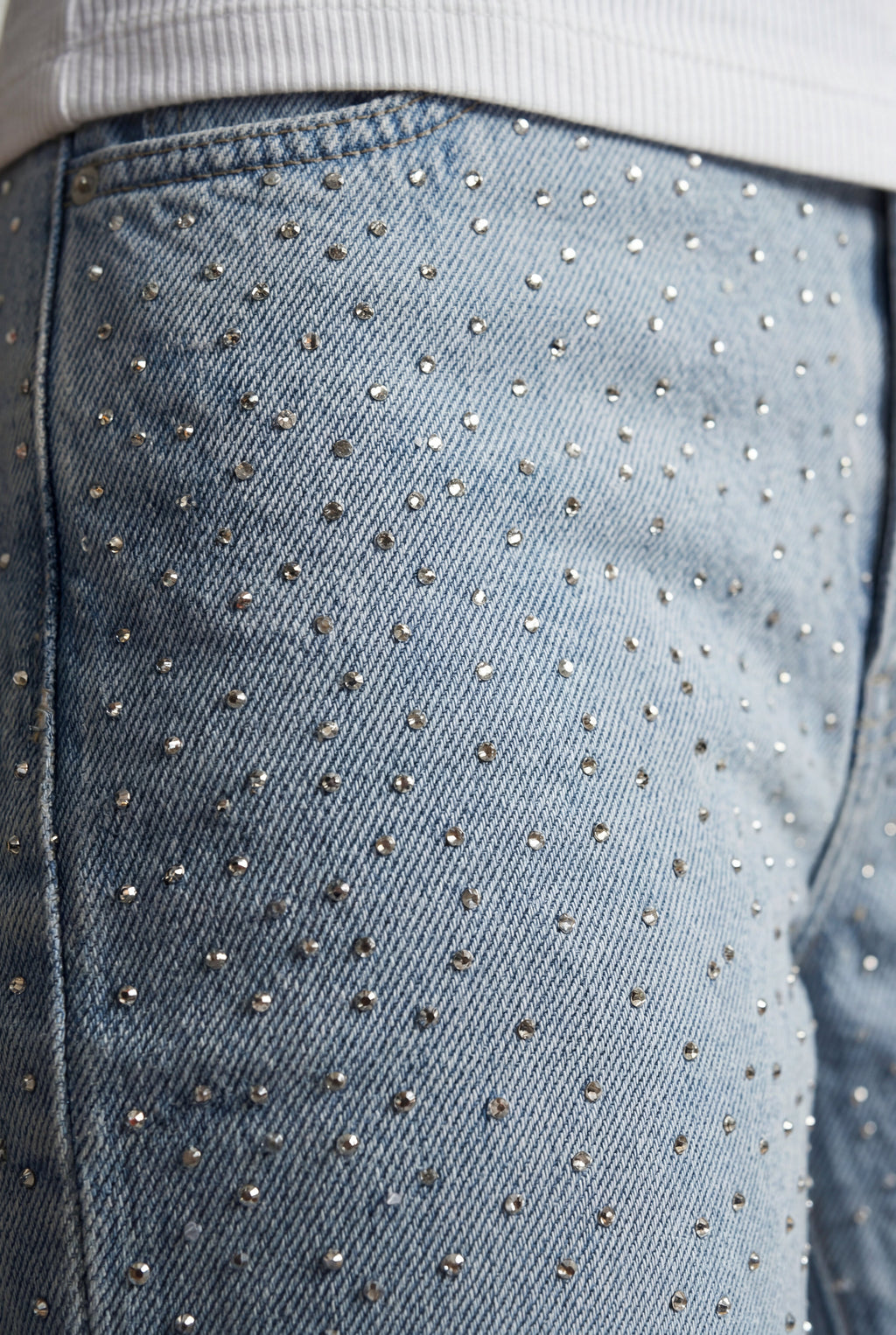 Lia | Studded Light Blue Wide-leg Jeans