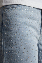Lia | Studded Light Blue Wide-leg Jeans