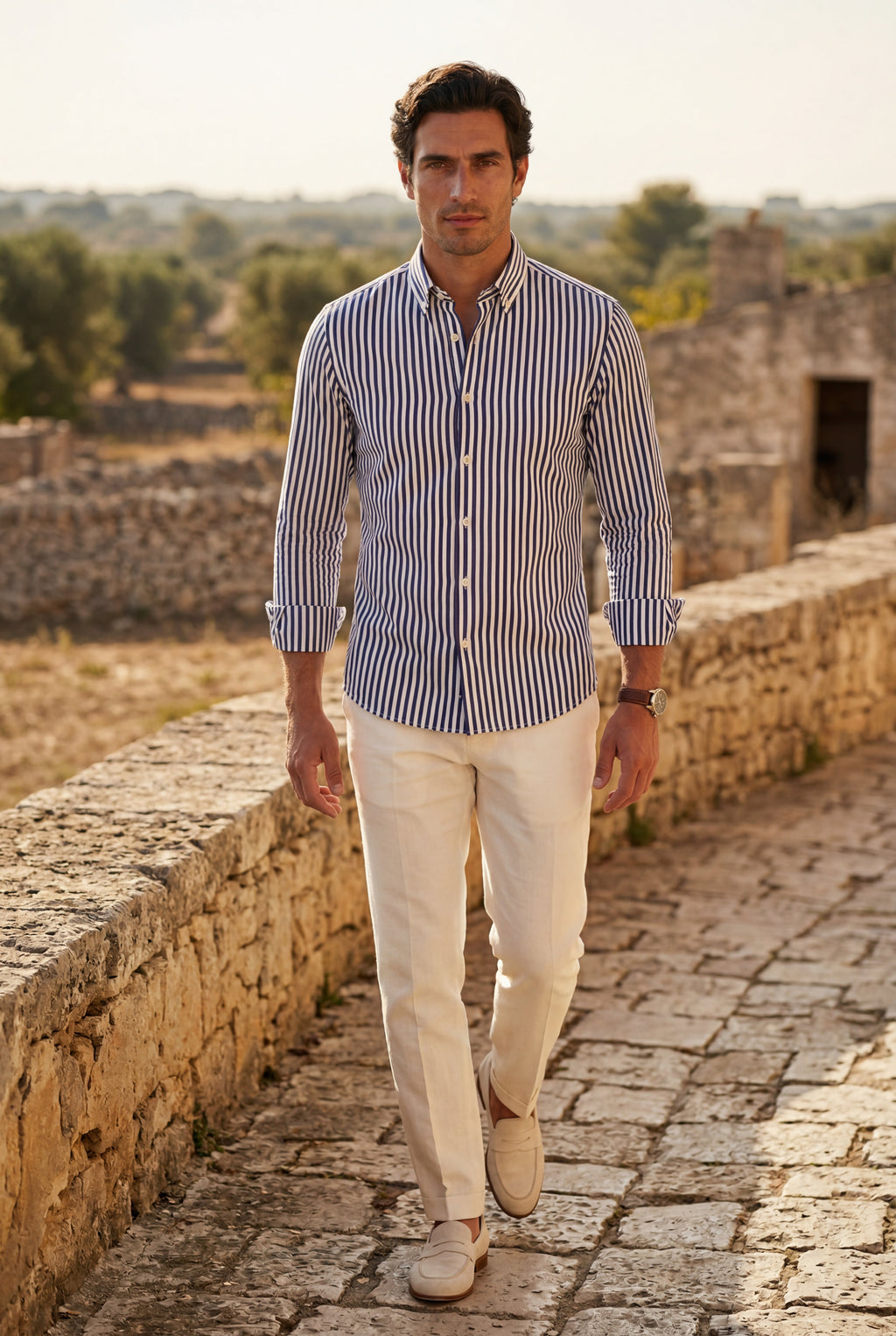 Liam | Tailored Vertical Stripe Button-down Dress Shirt