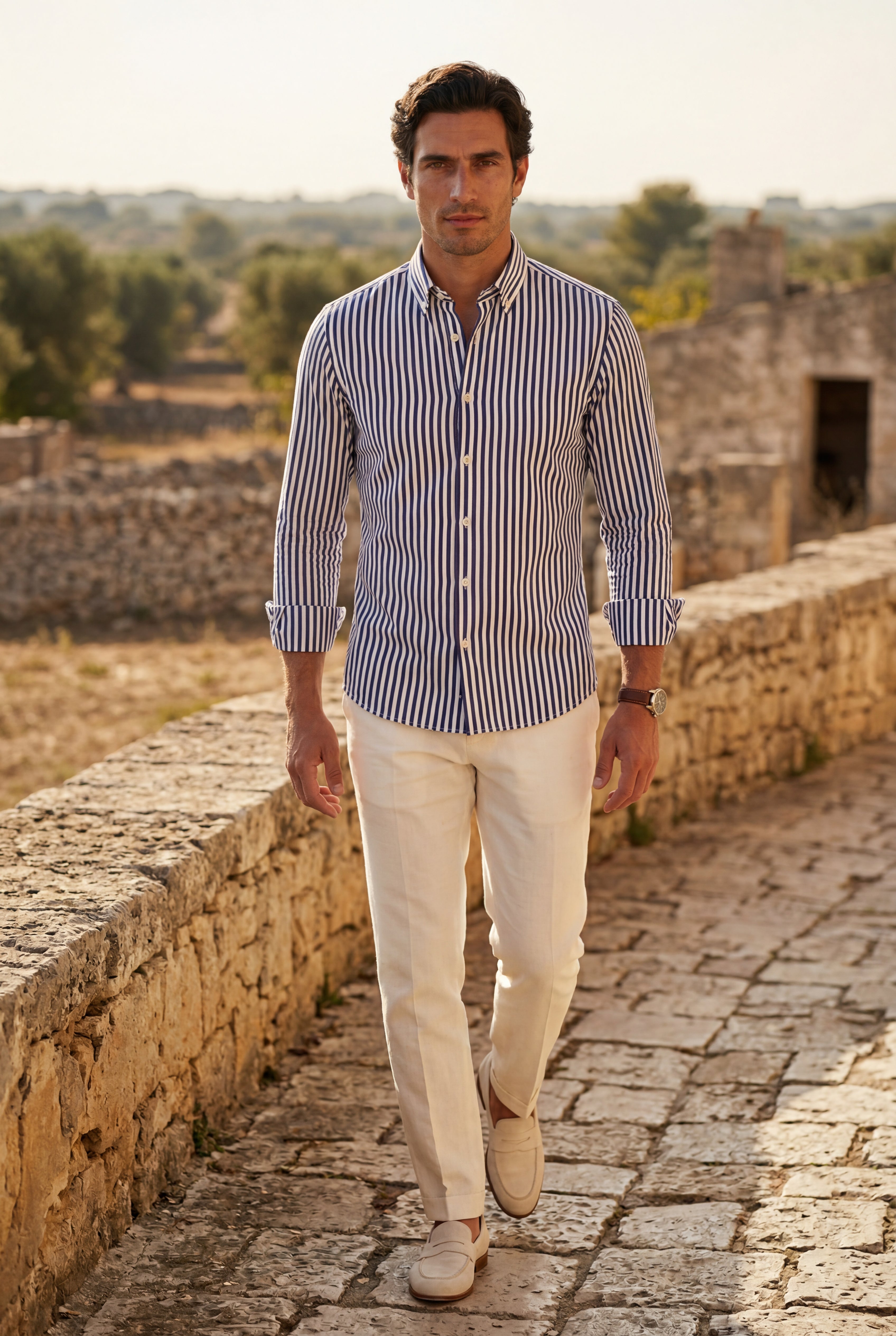Liam | Tailored Vertical Stripe Button-down Dress Shirt