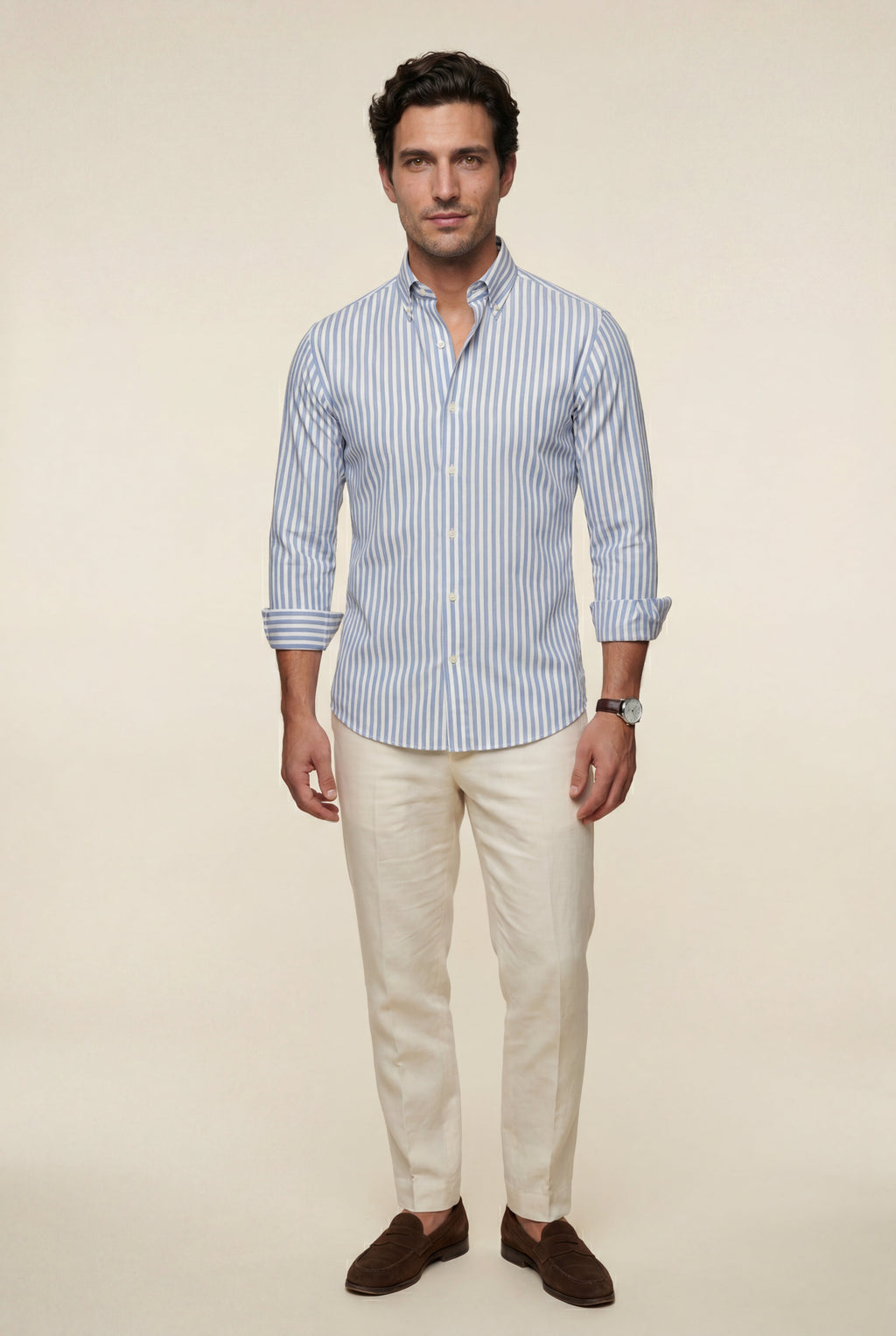 Liam | Tailored Vertical Stripe Button-down Dress Shirt